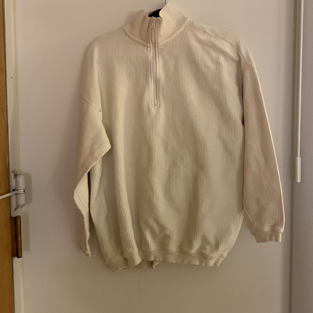 HARDLY WORN aerie mid zipped ribbed oversized sweatshirt.